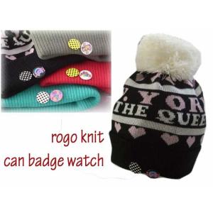 ハイゲージのロゴ入りボンボンニット帽badge帽子 メンズ帽子 レディース帽子 ハット キャップ ニ...