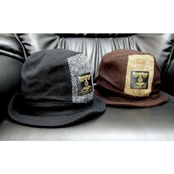 帽子 ハット レディースハットHariss Tweedハリスツイードバックピンタックハット