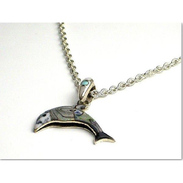 シルバー&amp;ターコイズドロフィンペンダント