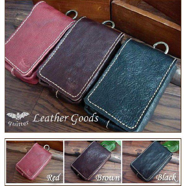 携帯灰皿 革 クイッター クイッタ―ダブル焦がしレザー革 携帯灰皿付シガレット・マルチケースレフィル...