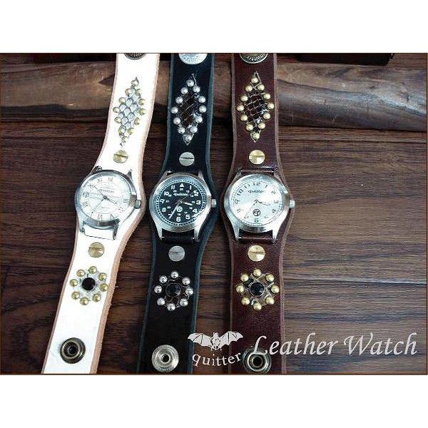 レザー腕時計 クイッター クイッタ― brパイソン×スタッズウォッチ日本製