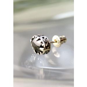 シルバー 925 スターリングシルバー ワンオンワンセレクトNo.2シルバーブラック石付きピアス