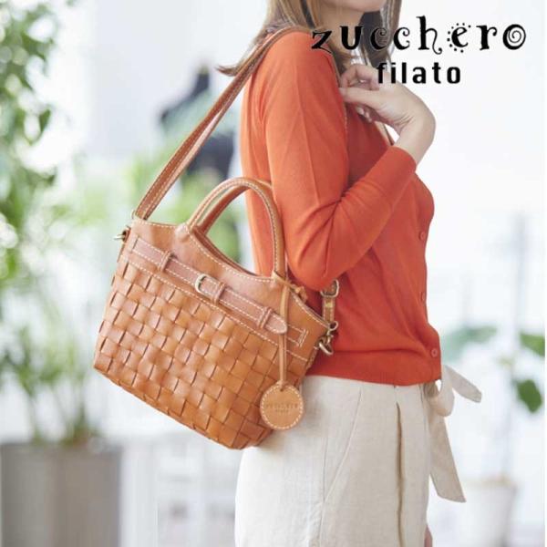 zucchero filato(ズッケロ フィラート) レザーメッシュハンドバッグ