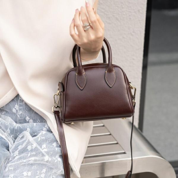 本革 ミニボストンバッグ ハンドバッグ 2way ミニショルダーバッグ レディース 小さめショルダー...