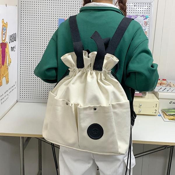 2wayバッグ レディース リュック トートバッグ キャンバス 外ポケット 2wayリュックサック大...