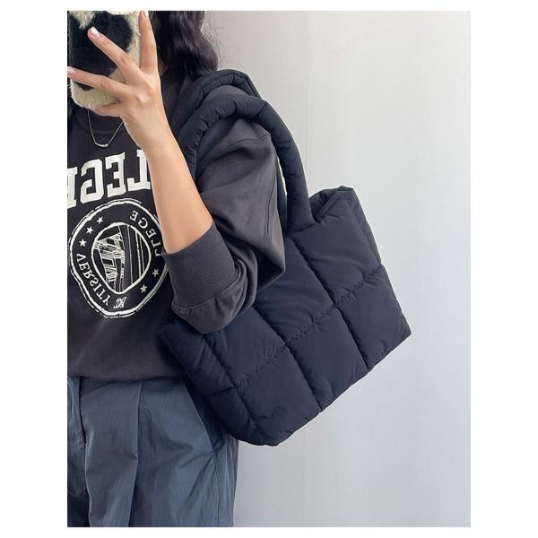 キルティング バッグ トートバッグ 大容量 中綿バッグ レディース 肩掛けもこもこバッグ 軽量 通勤...