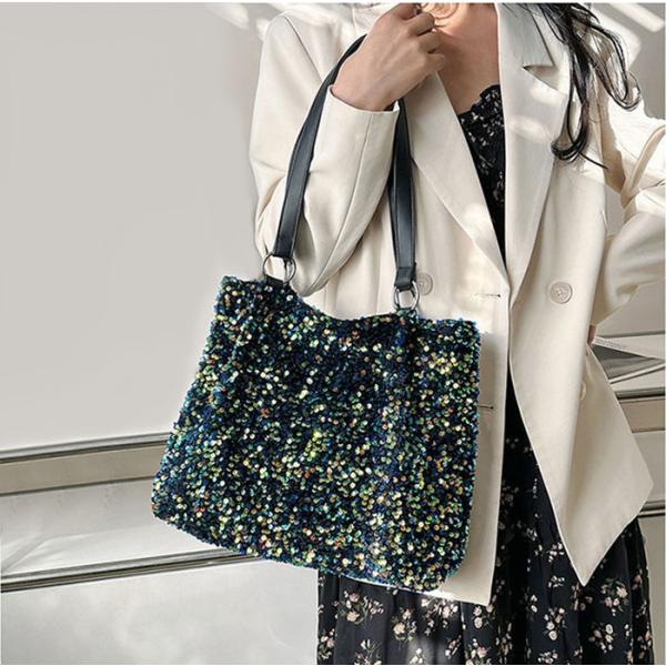 スパンコール トートバッグ 肩掛け バッグ 鞄 レディース 大容量キラキラ可愛い おしゃれ 華やか