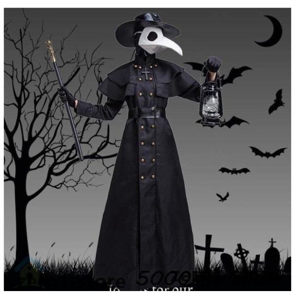 中世スチームパンクコスプレ衣装 ペスト医師の服装 の衣装 大人用 カラスのお面服