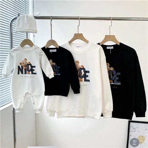 親子トップスゆったりペアルック赤ちゃんトレーナー親子ペアルック綿親子ペアルック秋冬ママ親子