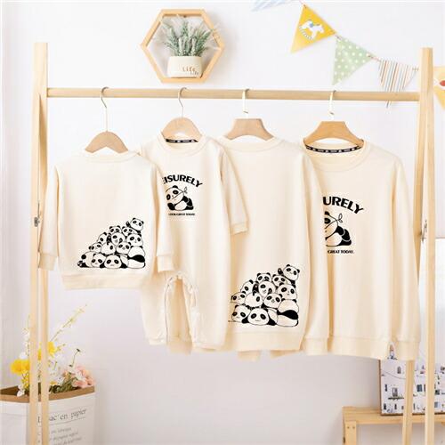 親子トップスゆったりペアルック赤ちゃんトレーナー親子ペアルック綿親子ペアルック秋冬ママ親子