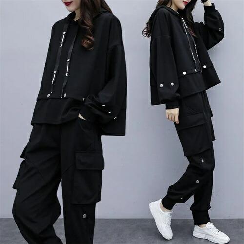 ジャージ長袖春上下セットレディースジャージセットアップパーカーおしゃれ上下2点スウェット秋冬