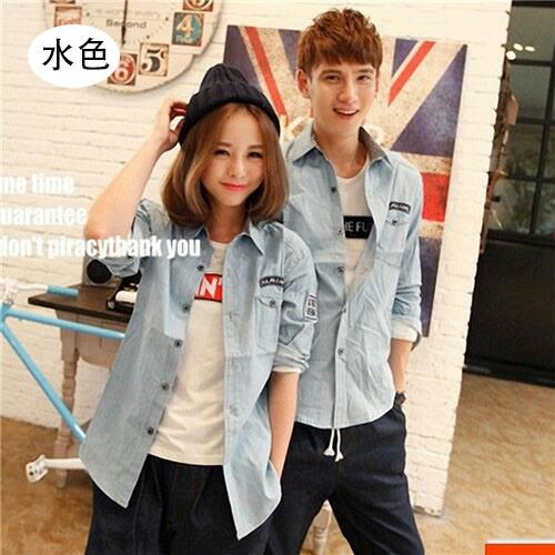 ペアカップル服カップルペアルックカップルデニムシャツペアルックカップルペアルックシャツペア記念日おす...