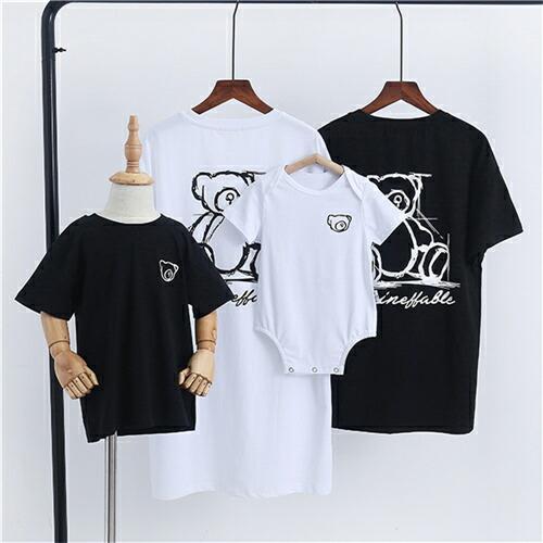 親子家族お揃いペアルックｔシャツ夏服親子コーデ親子ペアｔシャツ半袖コーデ夏Tシャツtシャツブランド