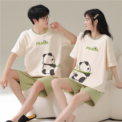 ペアレディース綿100%パジャマ半袖夏男女2着セットメンズルームウェアパジャマ春夏ペアパジャマギフト