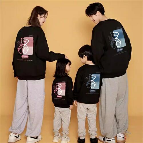 親子トップスゆったりペアルック赤ちゃんトレーナー親子ペアルック綿親子ペアルック秋冬ママ親子