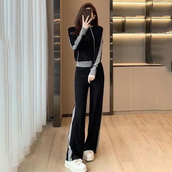 ジャージセットアップ女の子上下セットレディースカジュアル女性着痩せ秋韓国2点セットタイパンツおしゃれ...