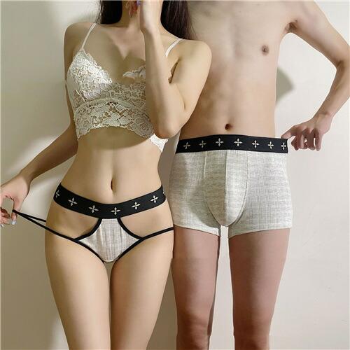 ペアレディースショーツ下着カップル男女2着セットセクシーペアsexyブランドヒップハンガーペアカップ...