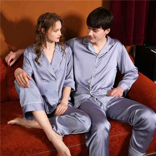 洗えるパジャマペア合成シルクパジャマレディースメンズパジャマ夏ペアパジャマシルクカップルペアルック