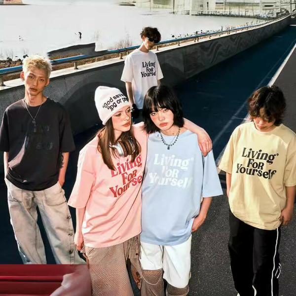 カップル綿青ペアtシャツブランドシンプルカジュアル夏ゆったりファッション半袖ペアルックカップル