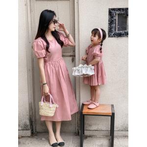 親子夏服親子コーデペアルックワンピース夏女性半...の詳細画像2