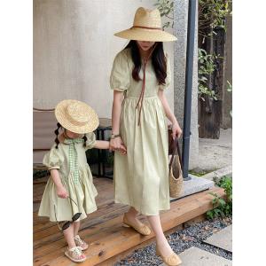 親子夏服親子コーデペアルックワンピース夏女性半...の詳細画像3