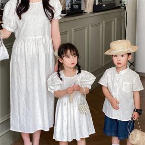親子赤ちゃん親子ペアルックペアルックシャツ夏ワンピース女性半袖ペア夏服親子コーデペアシャツ半袖