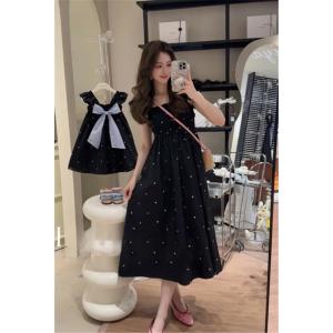 親子夏服親子コーデペアルックワンピース綿フラワ...の詳細画像1