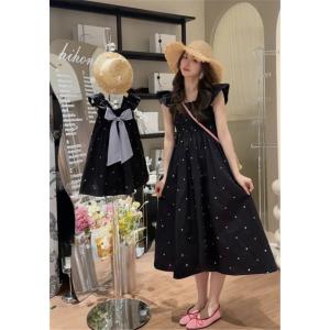 親子夏服親子コーデペアルックワンピース綿フラワ...の詳細画像4
