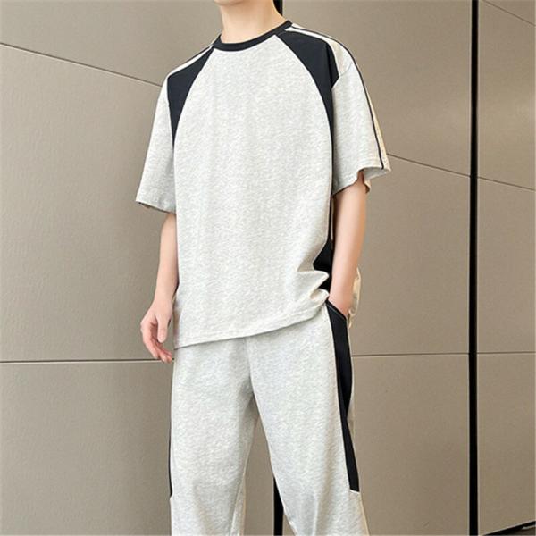 ジャージ大きいサイズメンズ上下メンズ夏半袖tシャツカジュアルゆったりジャンスカ2点セットブランドおし...