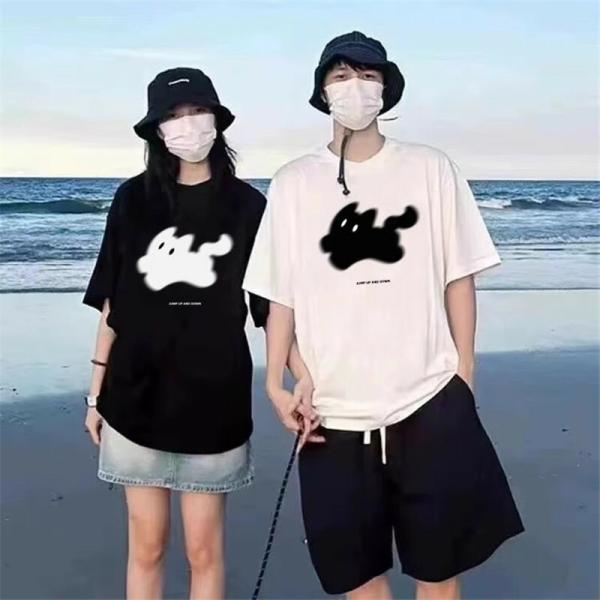 カップルペアルックカップルペアtシャツブランドトップス夏セットアップファッション半袖高級春夏服