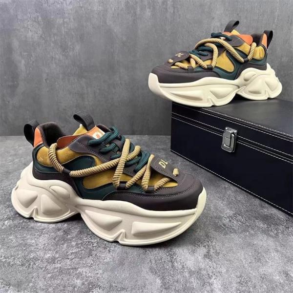 厚底通気ダッドスニーカースニーカーメンズ運動靴ローカットおしゃれカジュアル身長アップ秋快適きれいめ靴