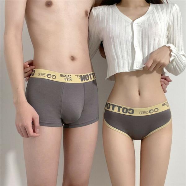 ペアペアsexy下着カップル男女2着セットフラワーショーツおしゃれシンプル綿セクシーパンツブランド