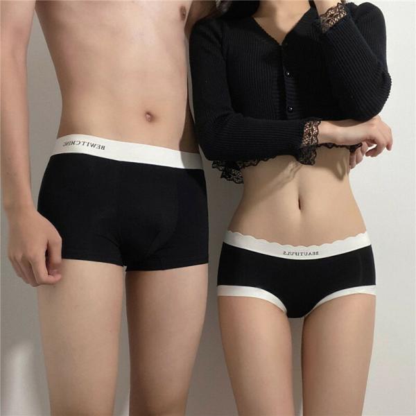 ペアパンツブランド下着カップル男女2着セットショーツシンプル着心地良いセクシーペアsexyハンガーレ...