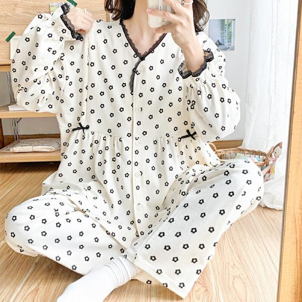 マタニティパジャマギフトパジャマ前開き長袖マタニティルームウェア授乳パジャマ春夏マタニティマタニティ...