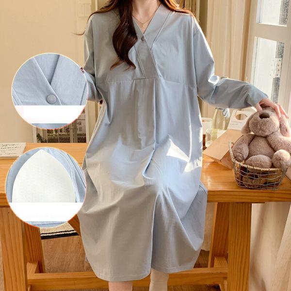 マタニティパジャマギフトパジャマ長袖マタニティワンピースルームウェア授乳パジャマ春夏マタニティルーム...