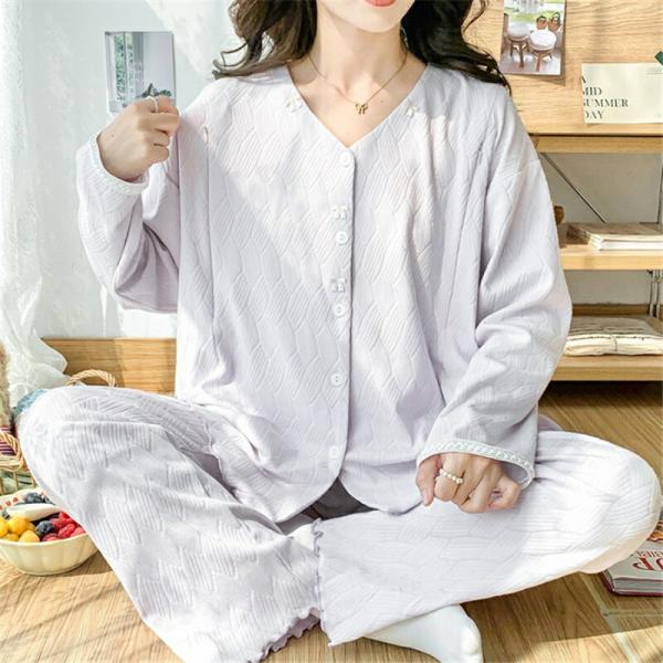 マタニティルームウェア授乳パジャマ前開き長袖春産後セットアップマタニティ綿マタニティパジャマ春夏