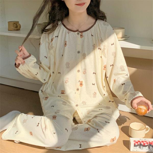 マタニティ授乳パジャマパジャマ長袖春産後マタニティゆったり綿マタニティルームウェア春夏ギフト