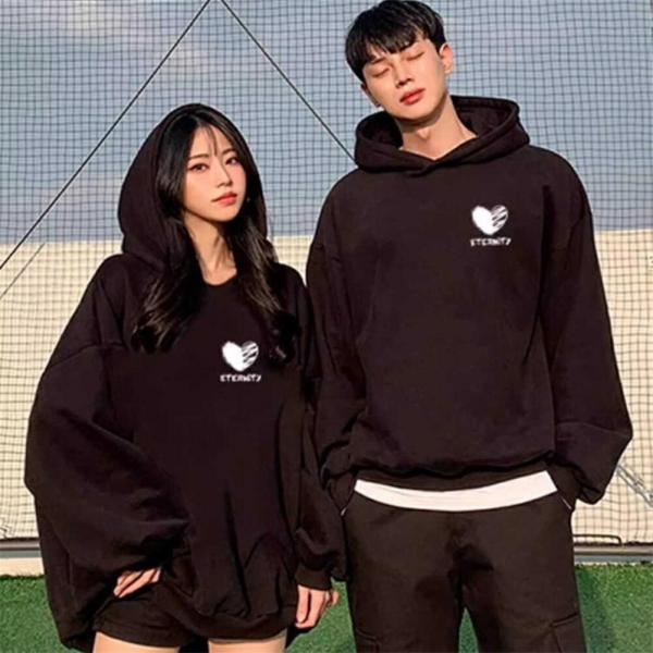 ペアルックペアルックカップルパーカー春裏起毛ハートパーカー秋フード付き高級ブランドお揃い服