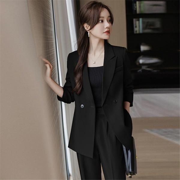 スーツスーツセットレディースセットアップ春カジュアルジャケット高級blackパンツスーツレディース結...