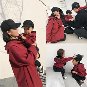 親子綿親子ペアルックペアルック赤ちゃんパーカー裏起毛フード付きトレーナー韓国親子ペアルック秋冬