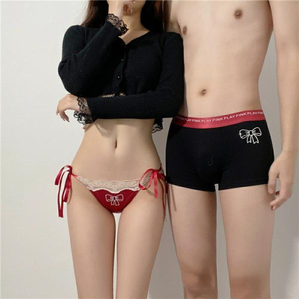 ペアレディースショーツ下着カップル男女2着セットセクシーペアsexyブランドヒップハンガーペアカップ...