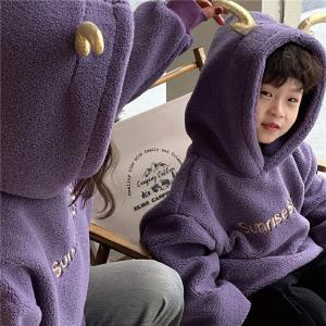 親子トップスゆったりペアルック赤ちゃんパーカー綿裏起毛有り可愛い親子ペアルック秋冬ママ女の子