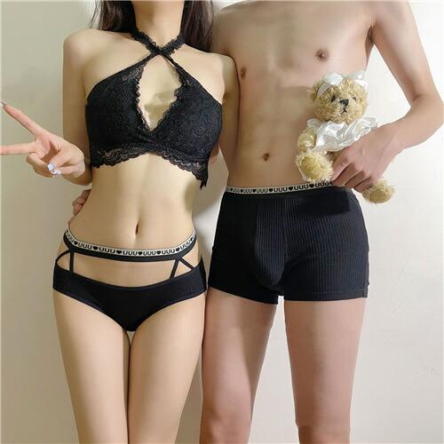 ペアレディースショーツ下着カップル男女2着セットセクシーペアsexyブランドヒップハンガーペアカップ...