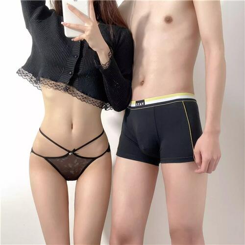 ペアハンガーレディース下着カップル男女2着セットセクシーペアsexyパンツブランドヒップショーツペア