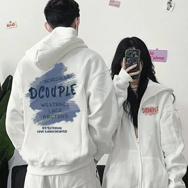 ペアルックカップルお揃いパーカー裏起毛ジップアップパーカーゆったりカジュアル秋冬ブランドペアルック服...