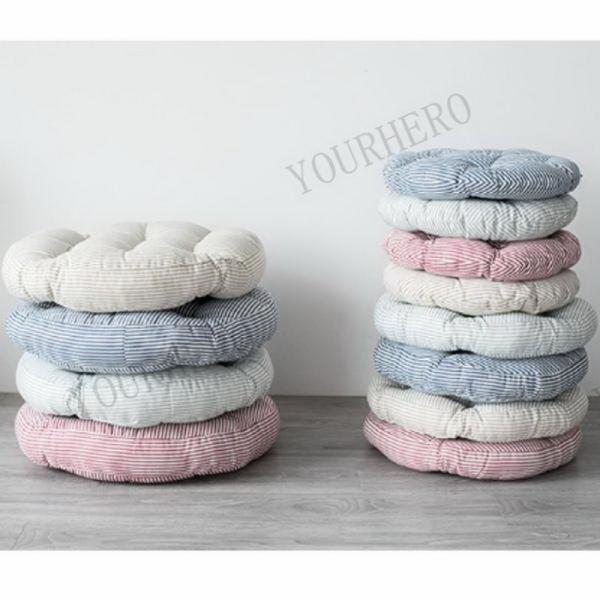 フロアクッション 厚手 座布団 丸型 丸クッション シートクッション ストライプ ふかふか シンプル...