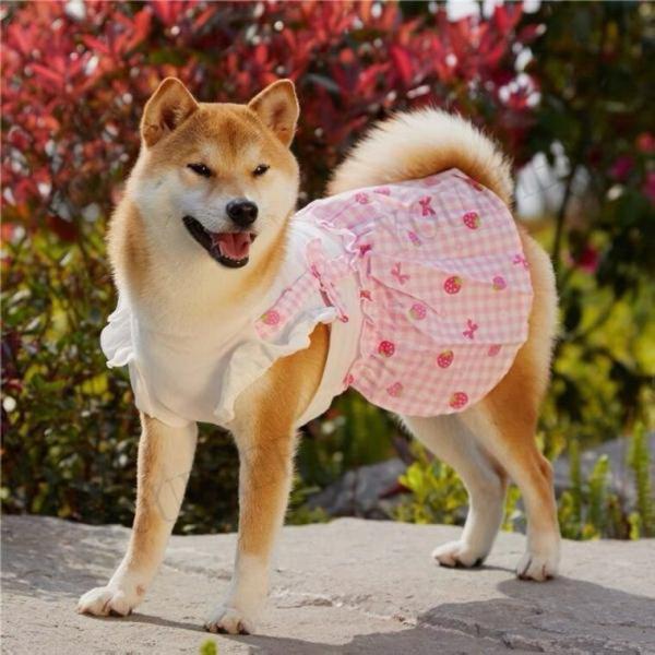 春 夏 犬服 ペットウェア ワンピース ペット用品 柴犬 中型犬 小型犬 ネコ ラウンドカラー スク...