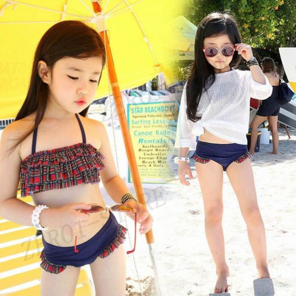 女の子 ビキニ 子供水着 3点セット 水着 ラッシュガードセット UVカット フリル水着 韓国 水着...
