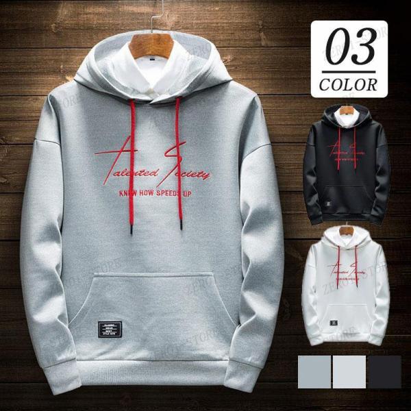 メンズ 長袖パーカー パーカー フード付き 英文柄 刺繍 カジュアル 防寒 トップス 暖かい 秋服 ...