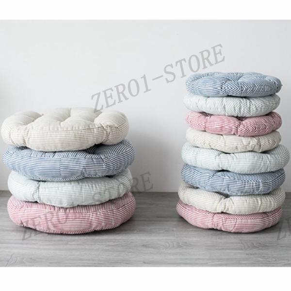 フロアクッション 厚手 座布団 丸型 丸クッション シートクッション ストライプ ふかふか シンプル...